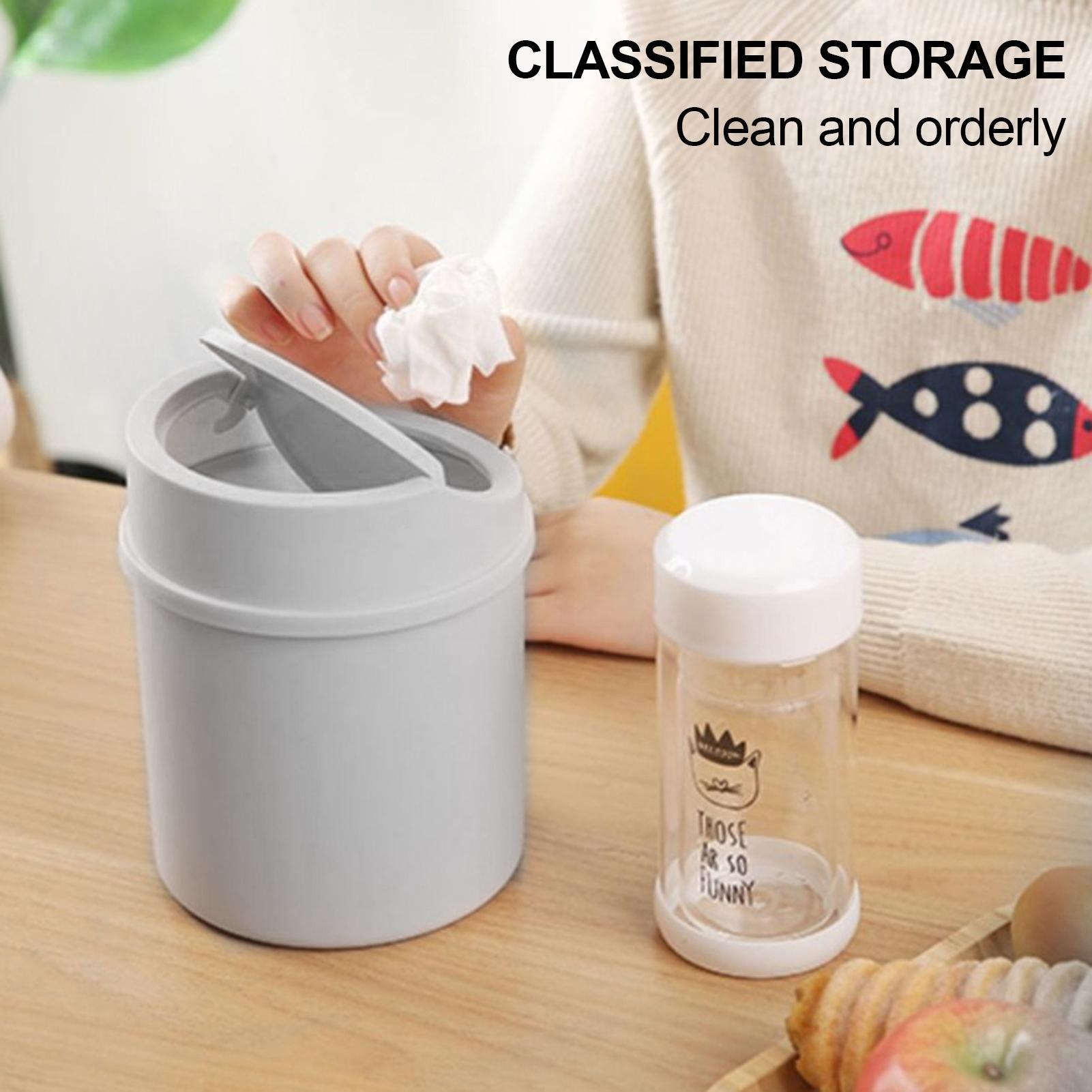 1Pc Desktop Mini Trash Can Wit - Commercial Kitchen Bin ulasan dan harga